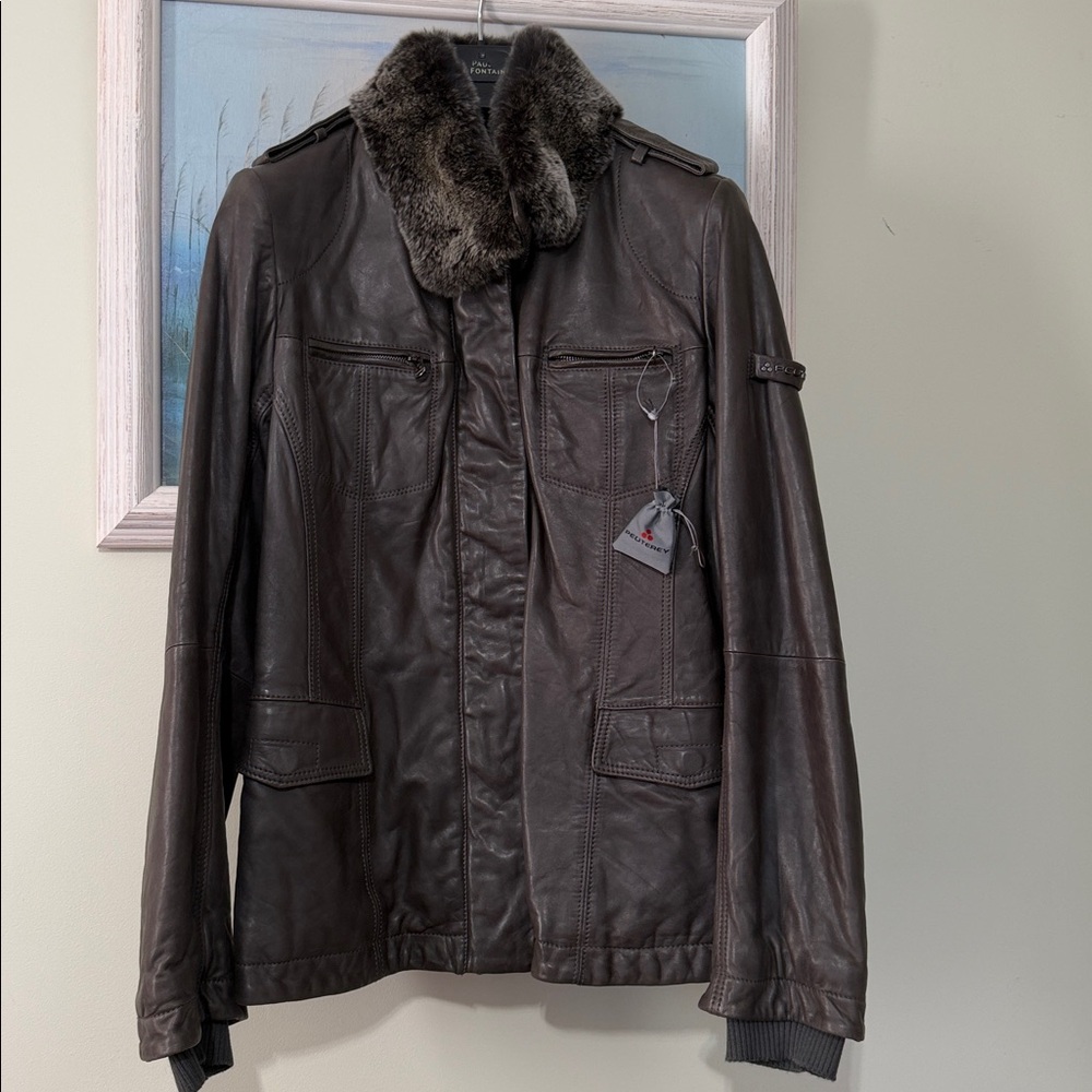 Peuterey "CINDI' taupe Gray leather jacket size 48 - Picture 9 of 14